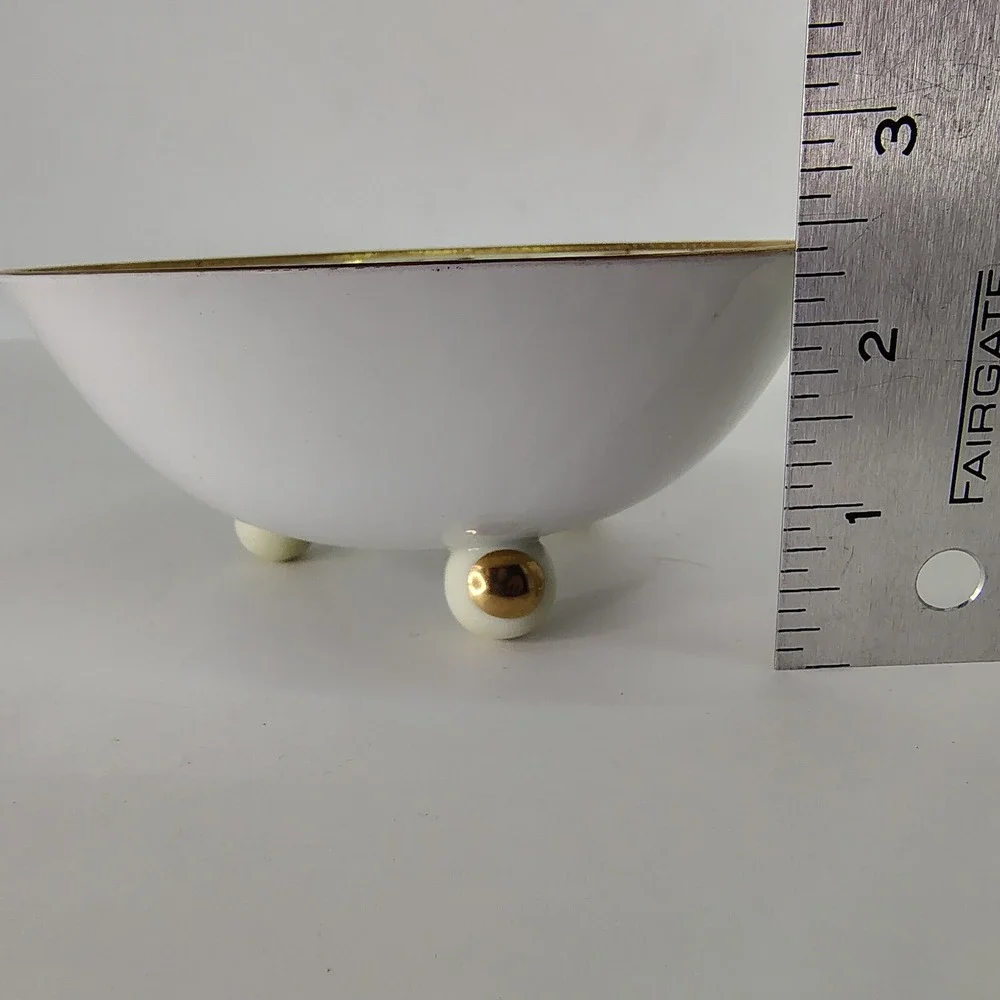 Footed Bowl Gold Floral Accent Decorative Bowl Candy Dish - Approx 5.5